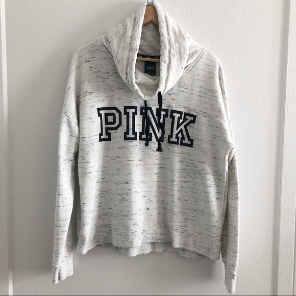 PINK Victoria's Secret Tops - Victoria’s Secret PINK Funnel Cowl Neck Sweatshirt - Marled Gray - Large L